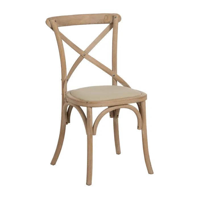 Silla natural-beige tejido y madera