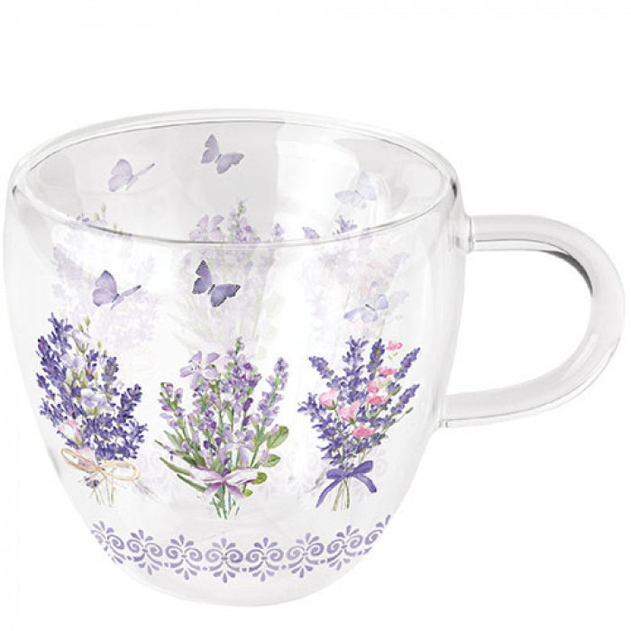 Taza doble vidrio lavanda