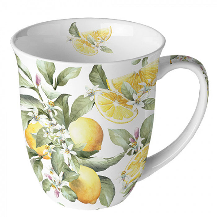 Taza de porcelana limones