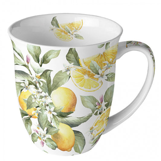 Taza de porcelana limones